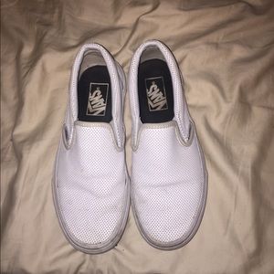 Leather white slip on vans! Will be washed
